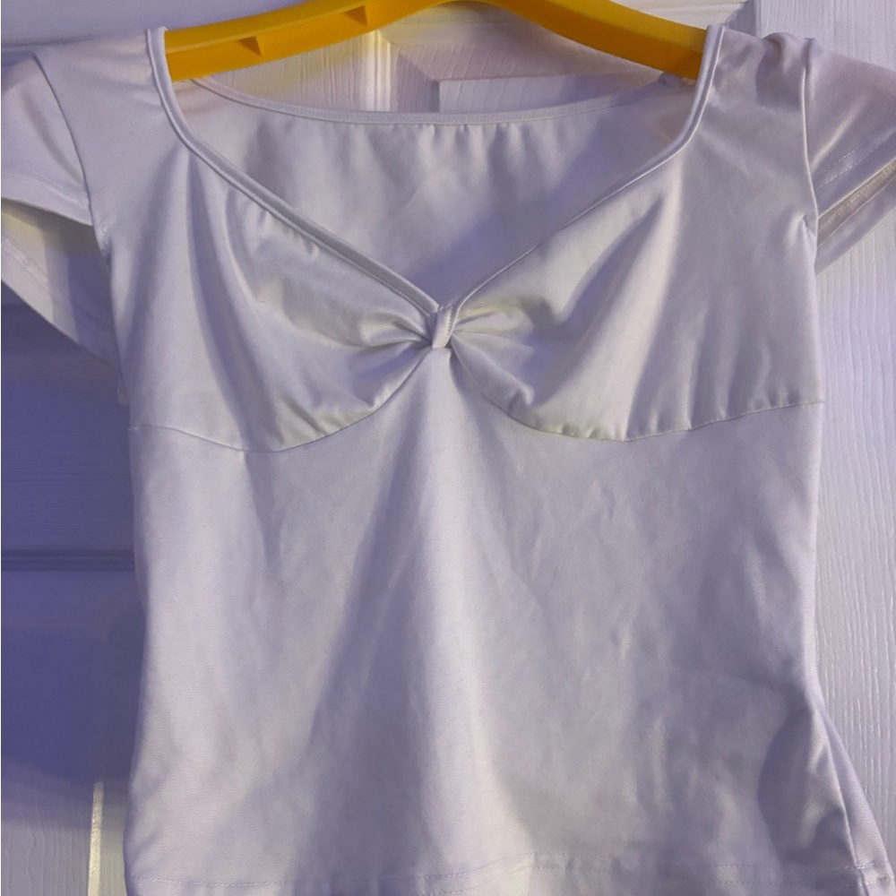 SHEIN White Short Sleeve Knot Tee